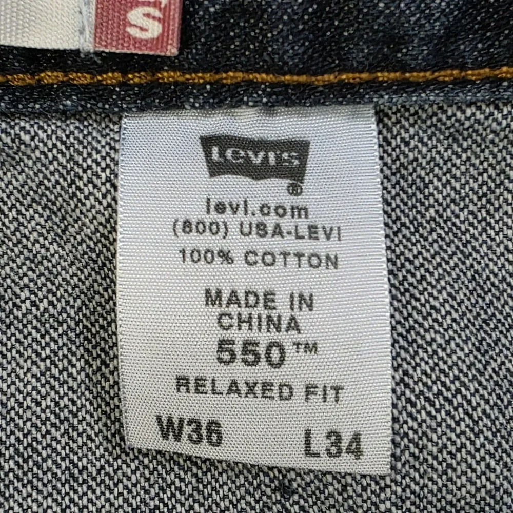 Levis 550 Jeans Men 36x34 Dark‎ Wash Blue Denim 5 Pocket Relaxed Cowboy 2000s